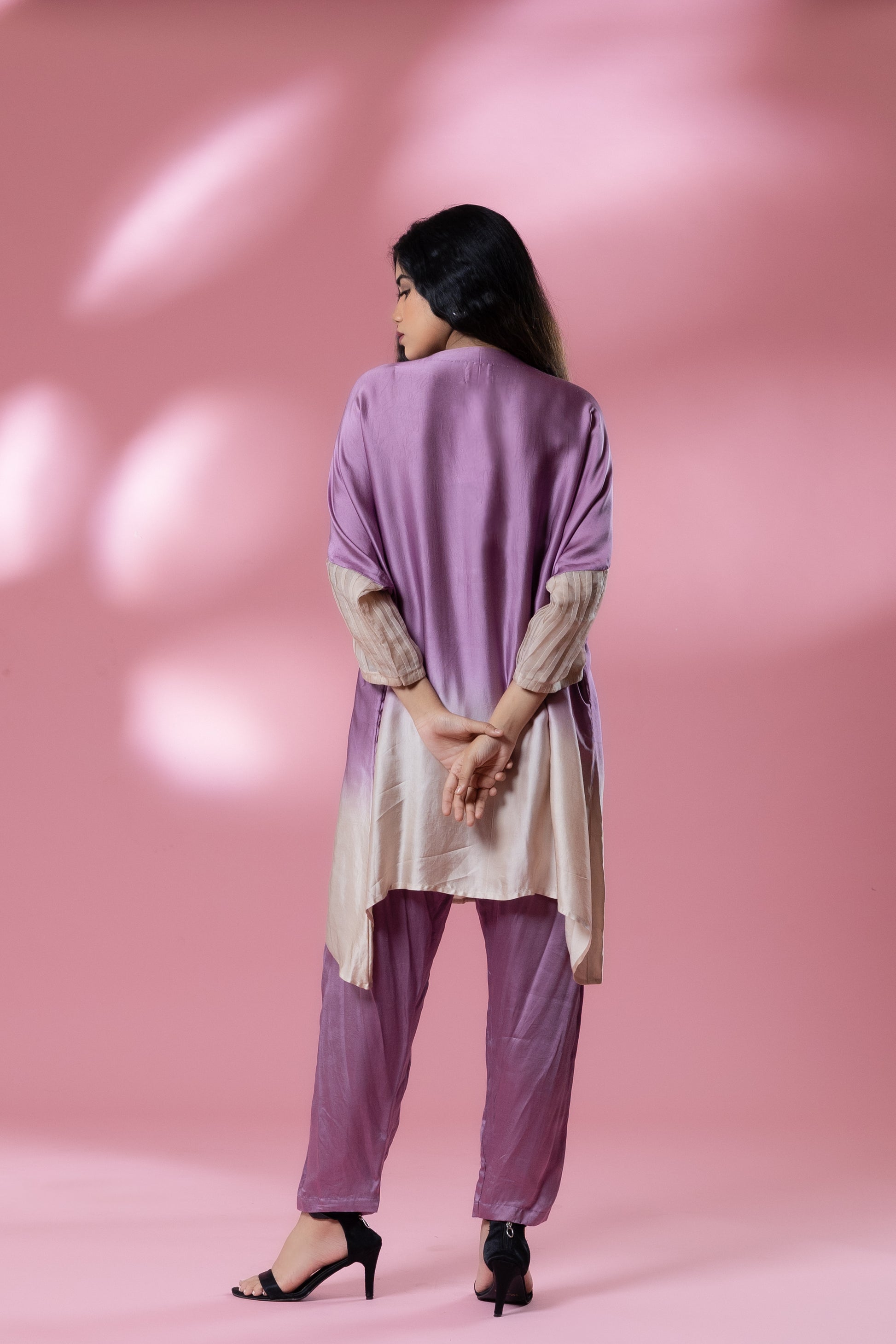 Ombre Bemberg Satin Lightly Embroidered Co-ord