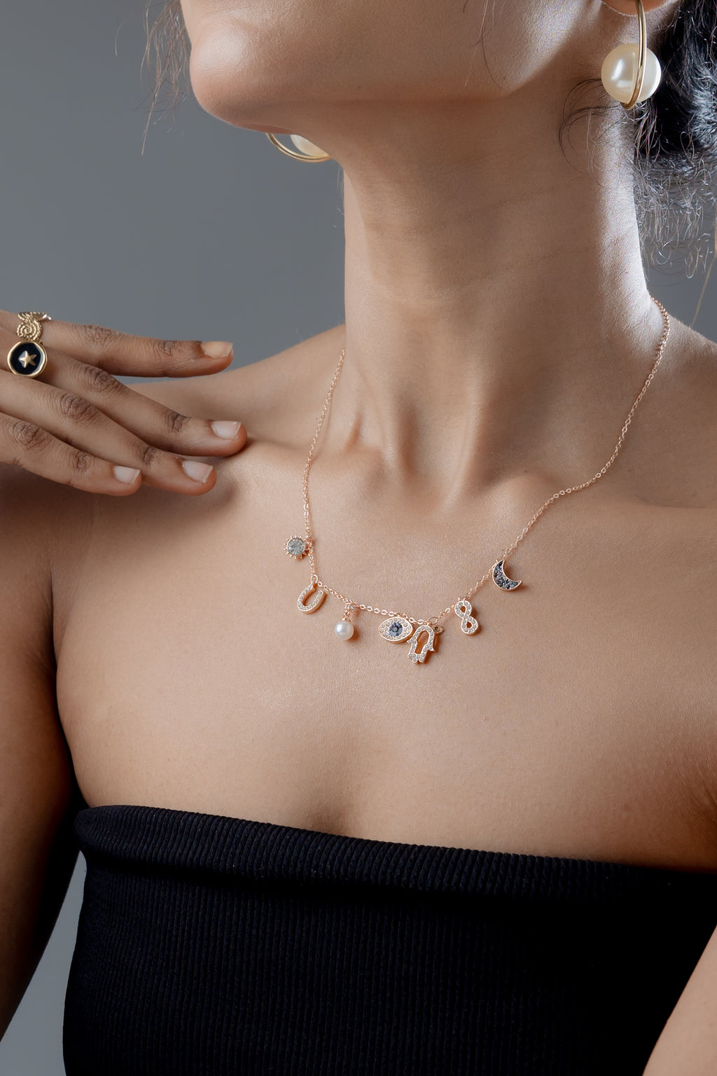 Celestia Charm Necklace - Gold Plated