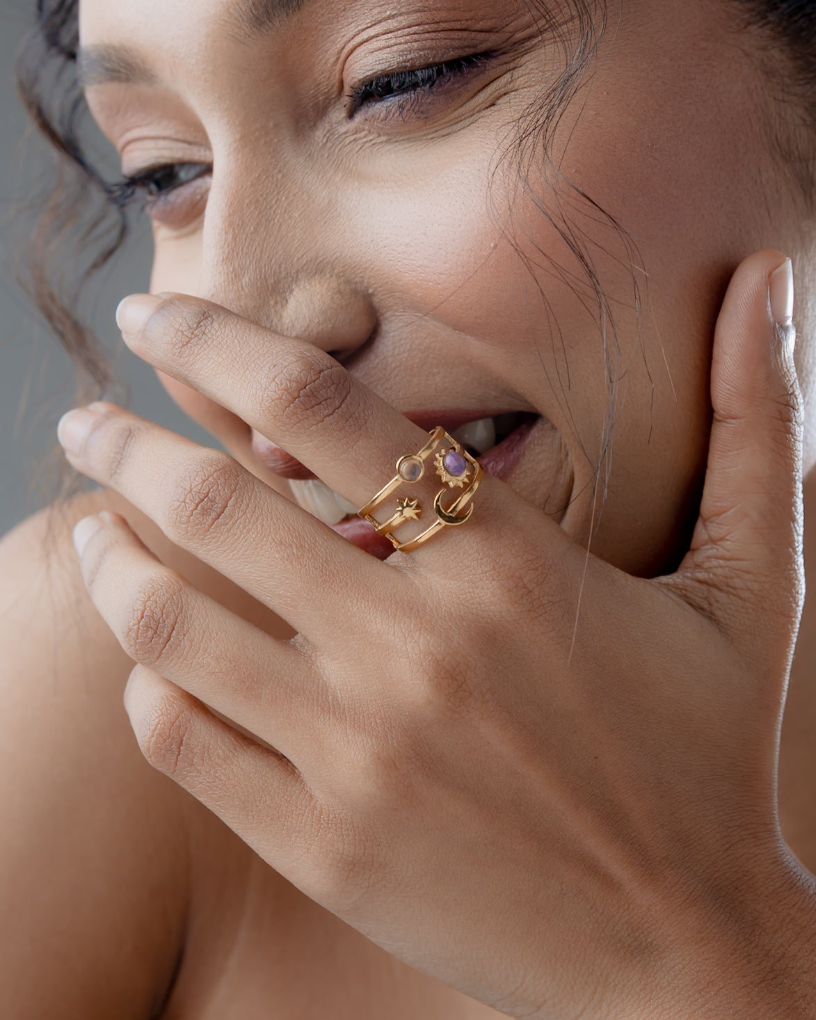 Celeste Orbit Adjustable Ring (18K Gold Plated)