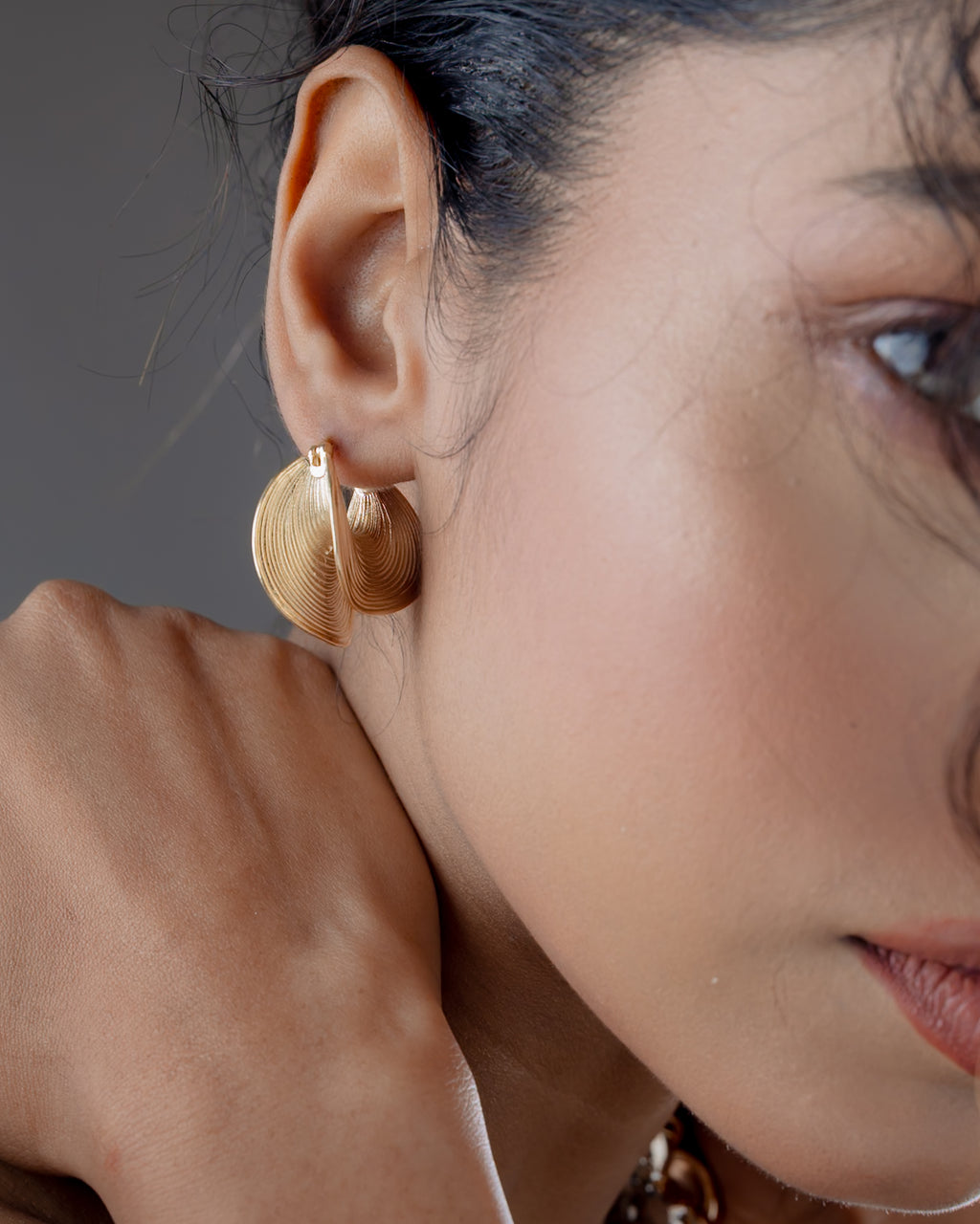 Aurora Textured Gold Drop Earrings - Gold Plated