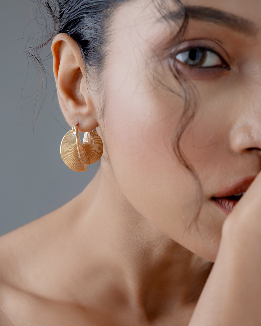 Aurora Textured Gold Drop Earrings - Gold Plated