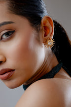 Solara Crystal Sun Stud Earrings - 18K Gold Plated