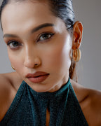 Luna Ribbed Gold Hoop Earrings - Gold Plated