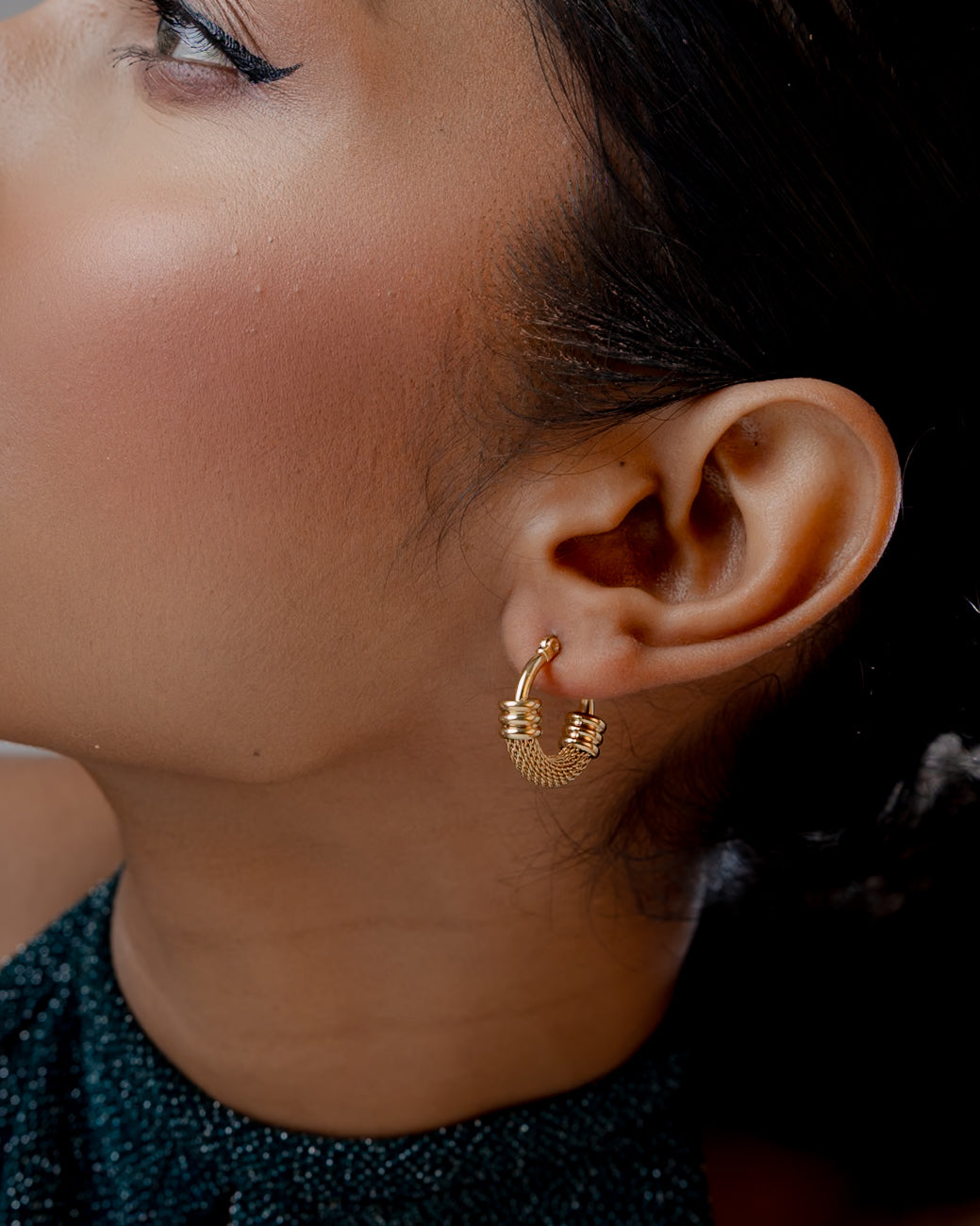 Aurelia Luxe Mesh Hoop Earrings (18K Gold Plated)