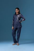 Indigo Bloom Embroidered Co-ord Set