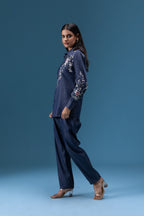 Indigo Bloom Embroidered Co-ord Set