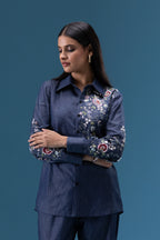 Indigo Bloom Embroidered Co-ord Set