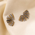 Aurelia Dual-Tone Sunburst Statement Earrings (Stainless Steel)