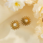 Solara Crystal Sun Stud Earrings - 18K Gold Plated