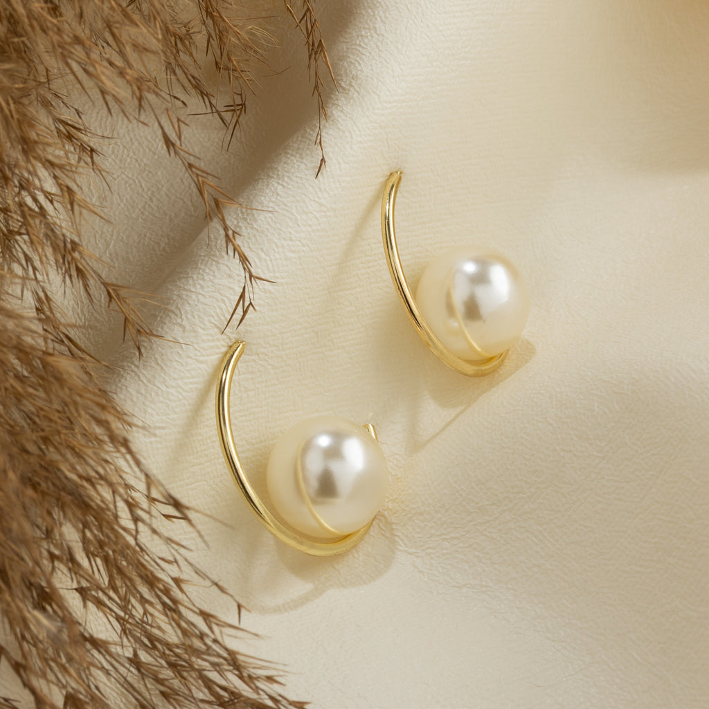 Celeste Pearl Hoop Earrings