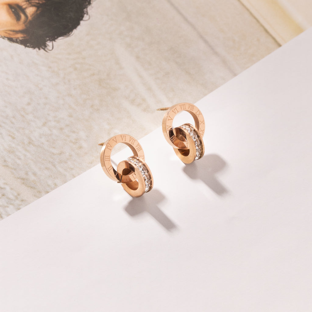 Eterna Roman Luxe Rose Gold Earrings (18K Gold Plated)