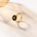 Celeste Star Adjustable Ring – Black & Gold