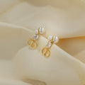 Elara Pearl Crystal Drop Earrings - Gold Plated