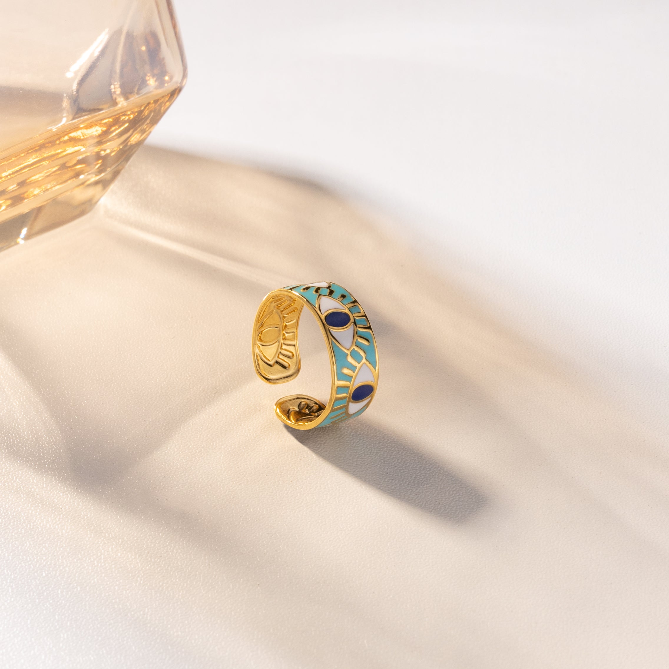 Astra Evil Eye Enamel Ring - Gold Plated