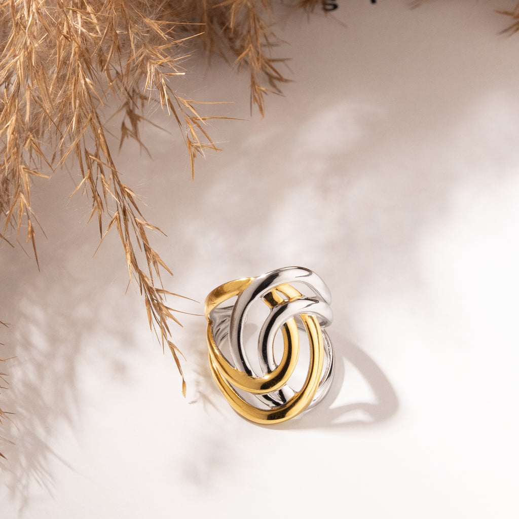 Orbit Luxe Sculpt Ring – Silver and Gold (18K Gold Plated)