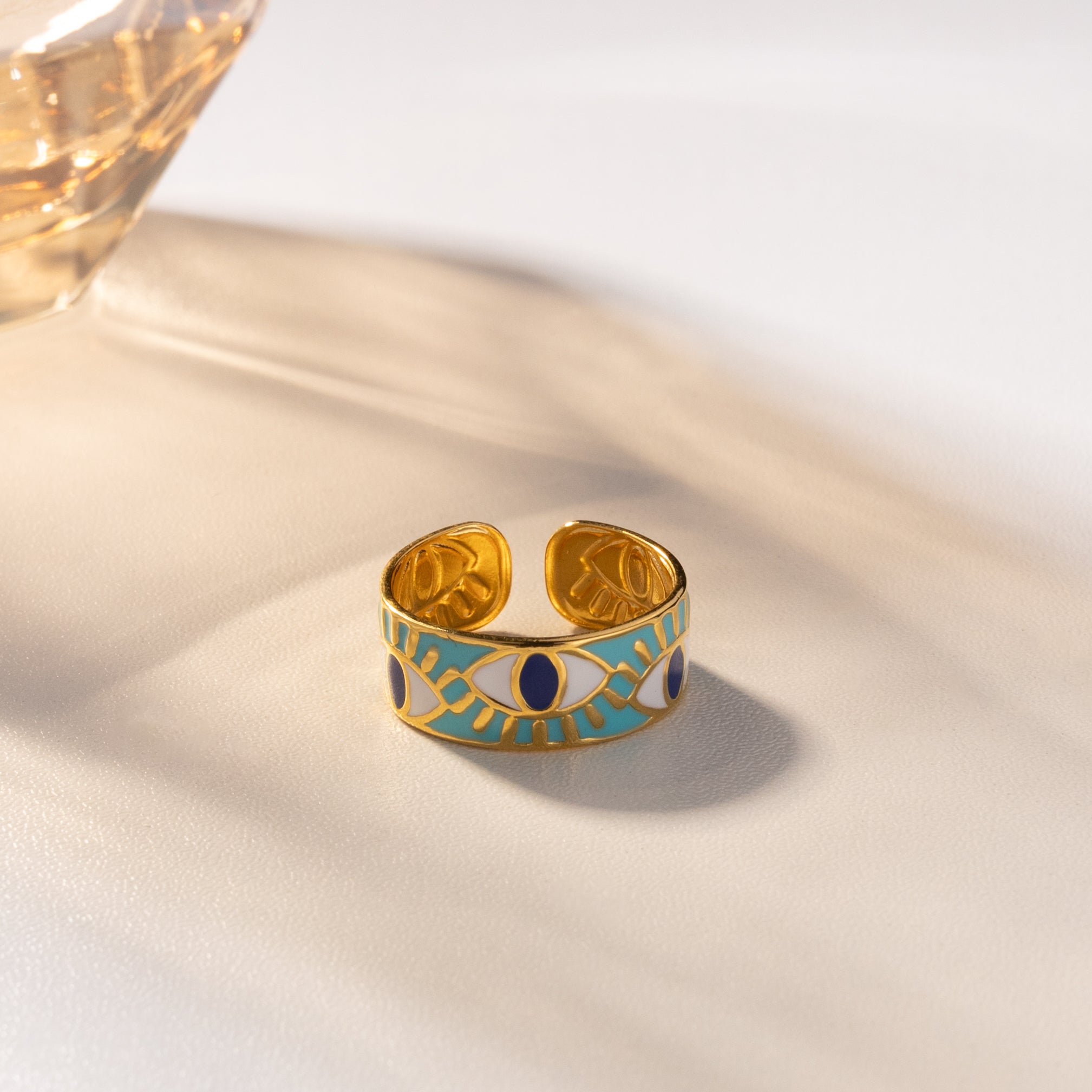 Astra Evil Eye Enamel Ring - Gold Plated