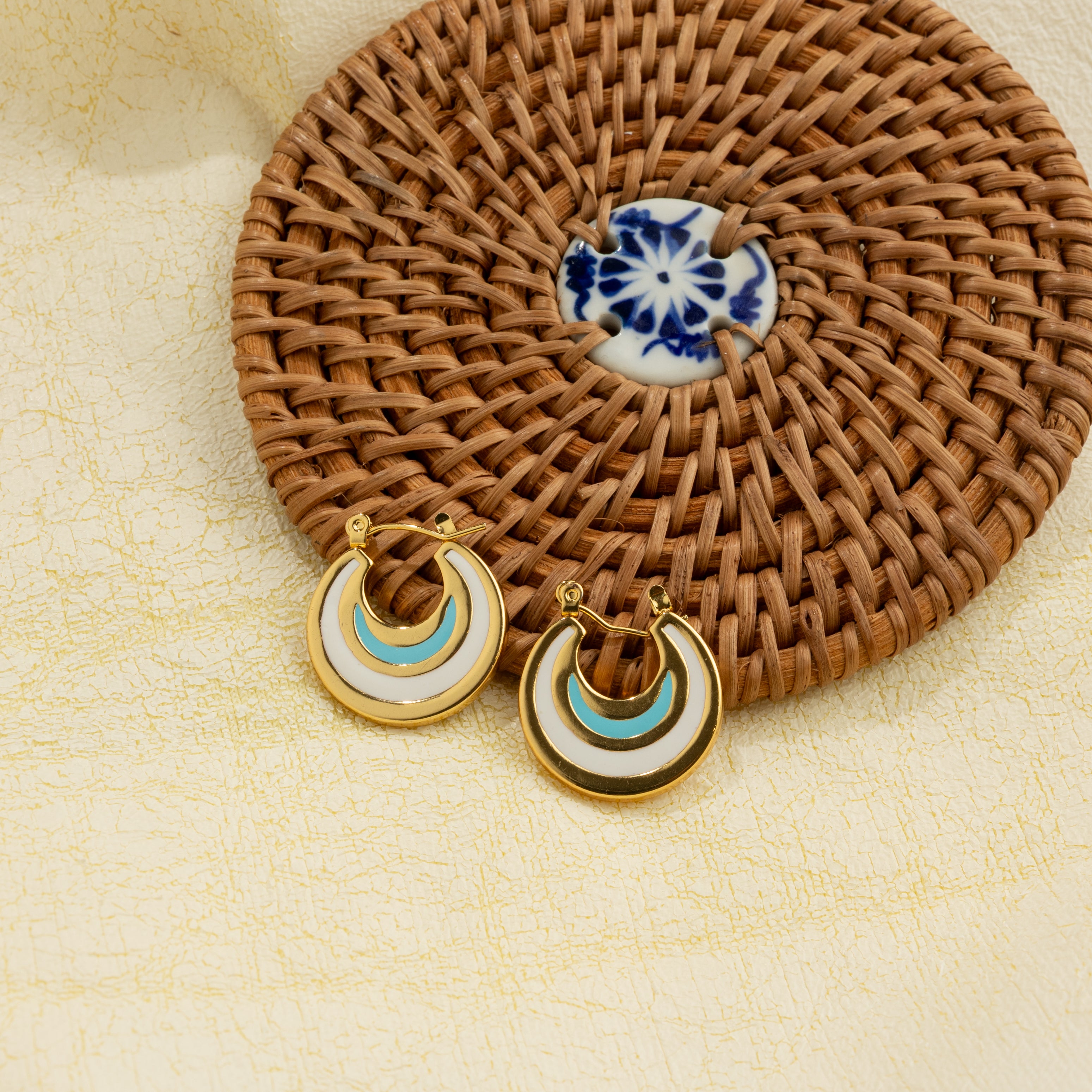 Midnight Arc Enamel Hoop Earrings (18K Gold Plated)