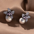 Amara Lilac Bloom Pearl Statement Earrings