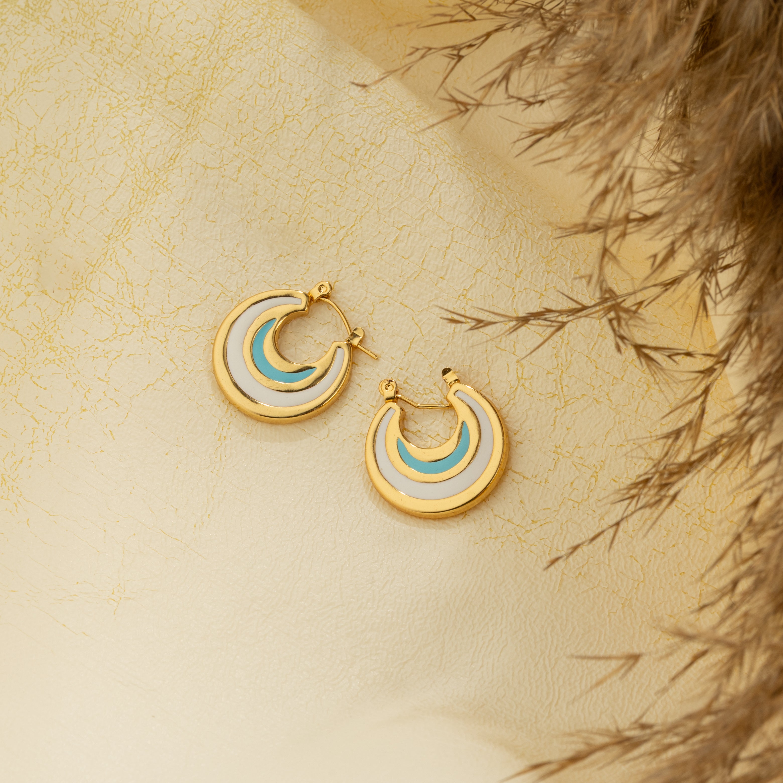 Midnight Arc Enamel Hoop Earrings (18K Gold Plated)