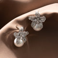 Celestia Bloom Pearl Statement Earrings (Gold Plated)