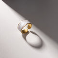 Noir Wave Adjustable Ring – Gold & White