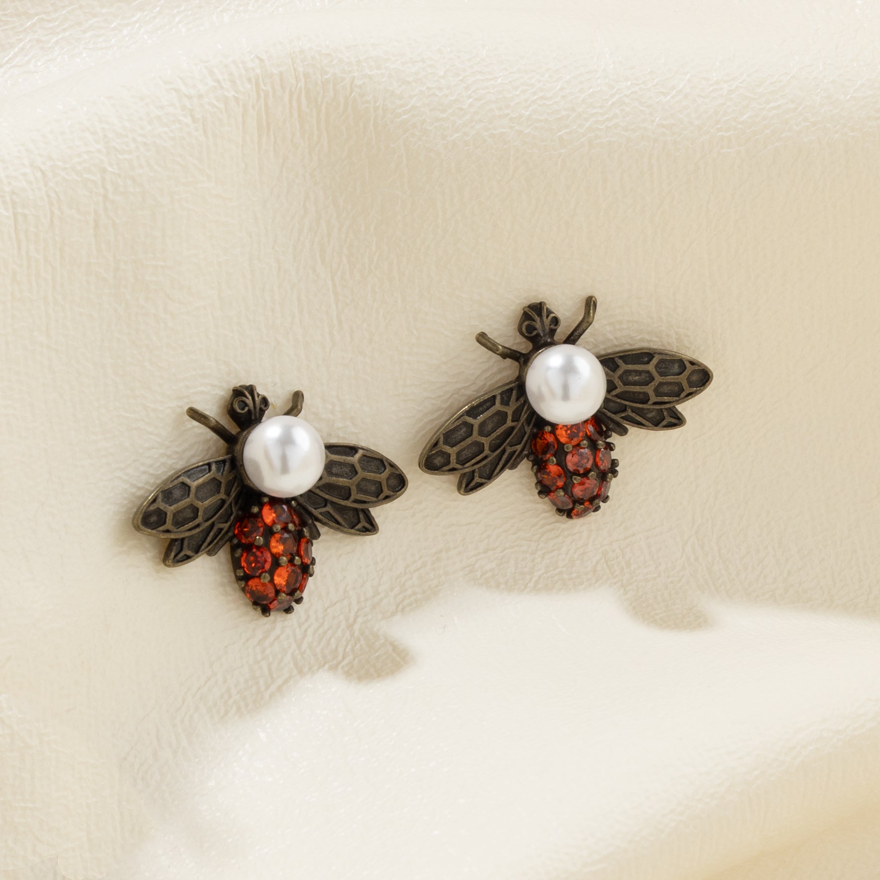 Regal Ember Bee Statement Earrings (18K Gold Plated)