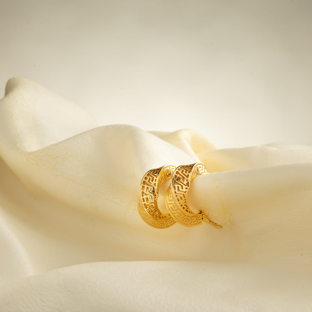 Aurelia Greek Hoop Earrings - Gold Plated