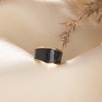 Noir Wave Adjustable Ring – Gold & Black