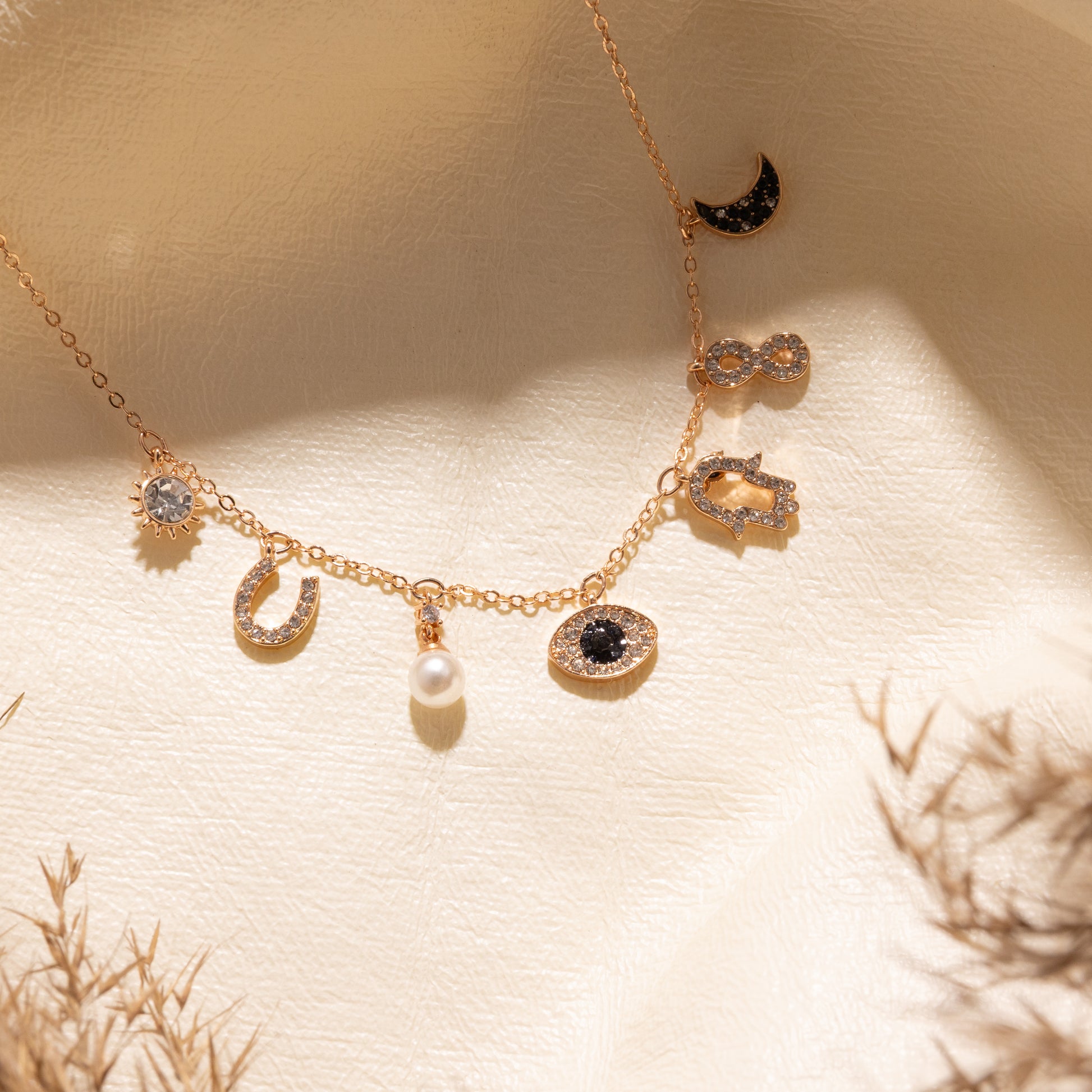 Celestia Charm Necklace - Gold Plated