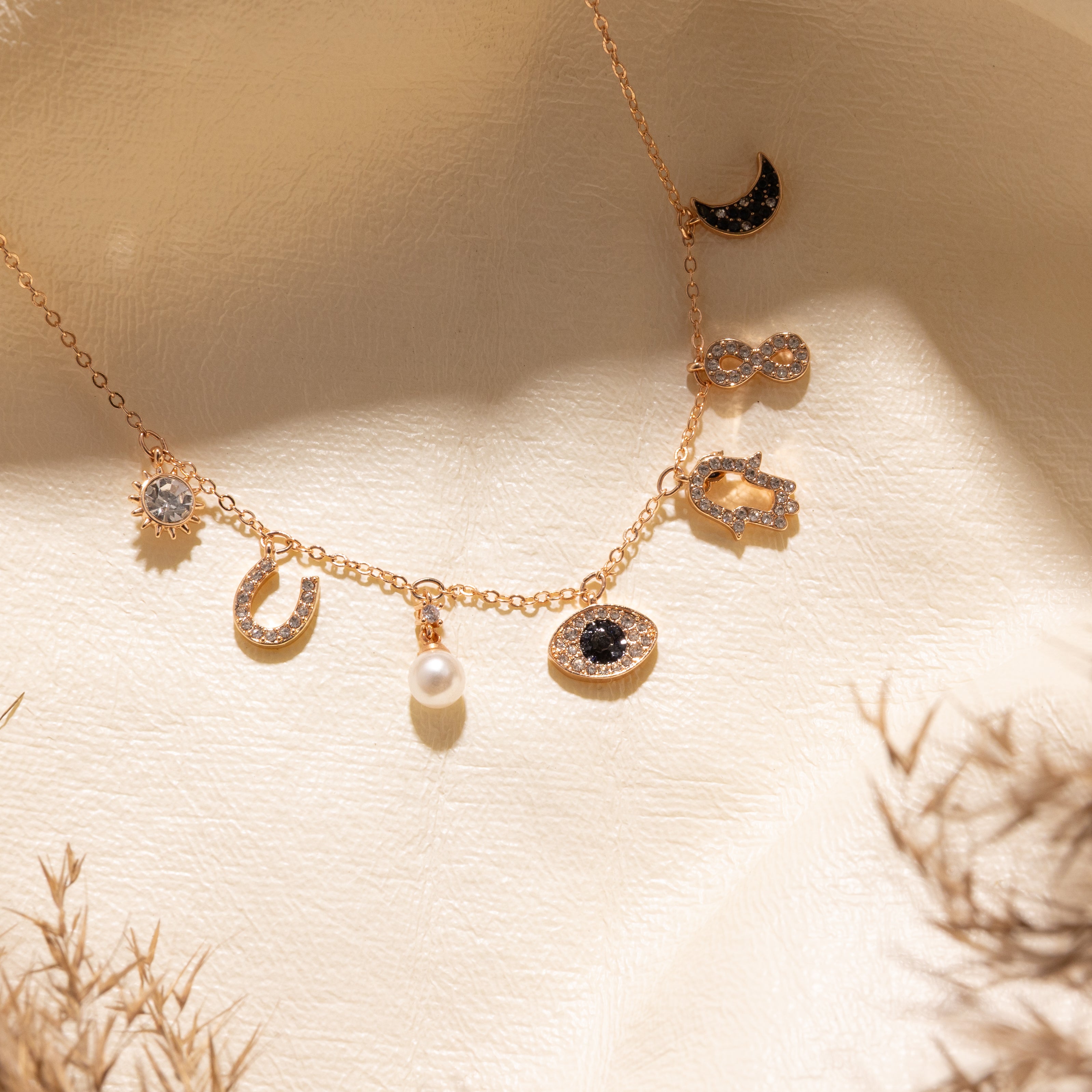 Celestia Charm Necklace - Gold Plated