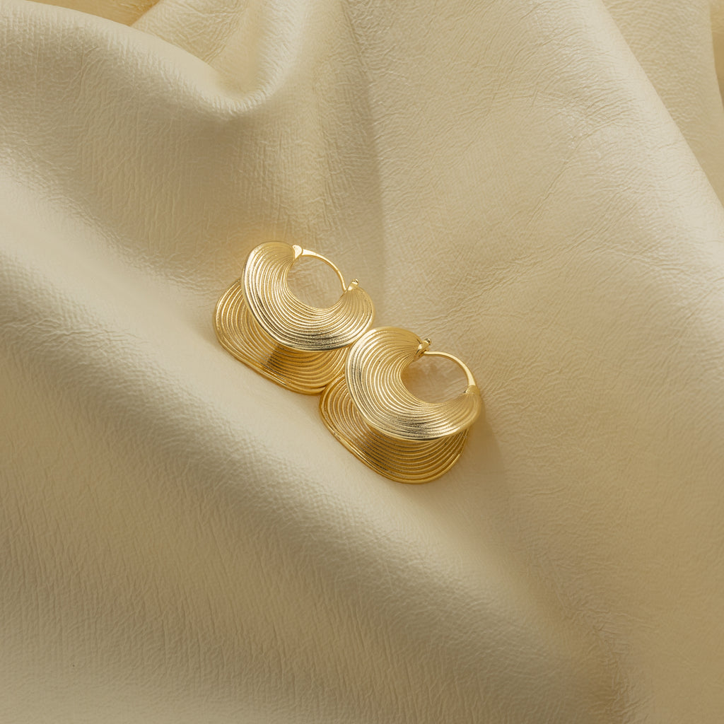Aurora Textured Gold Drop Earrings - Gold Plated
