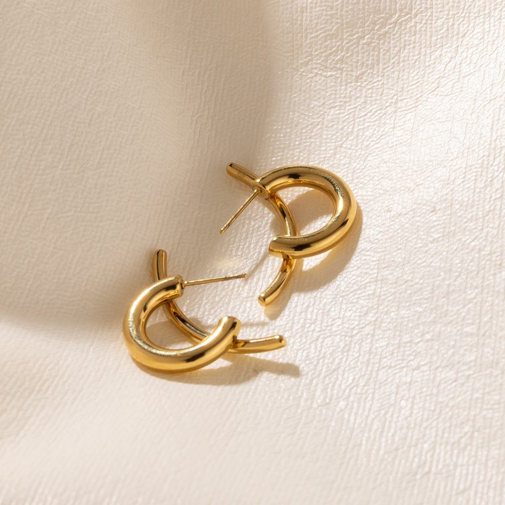 Dual Arc Statement Studs in Gold  (18K Gold Plated)