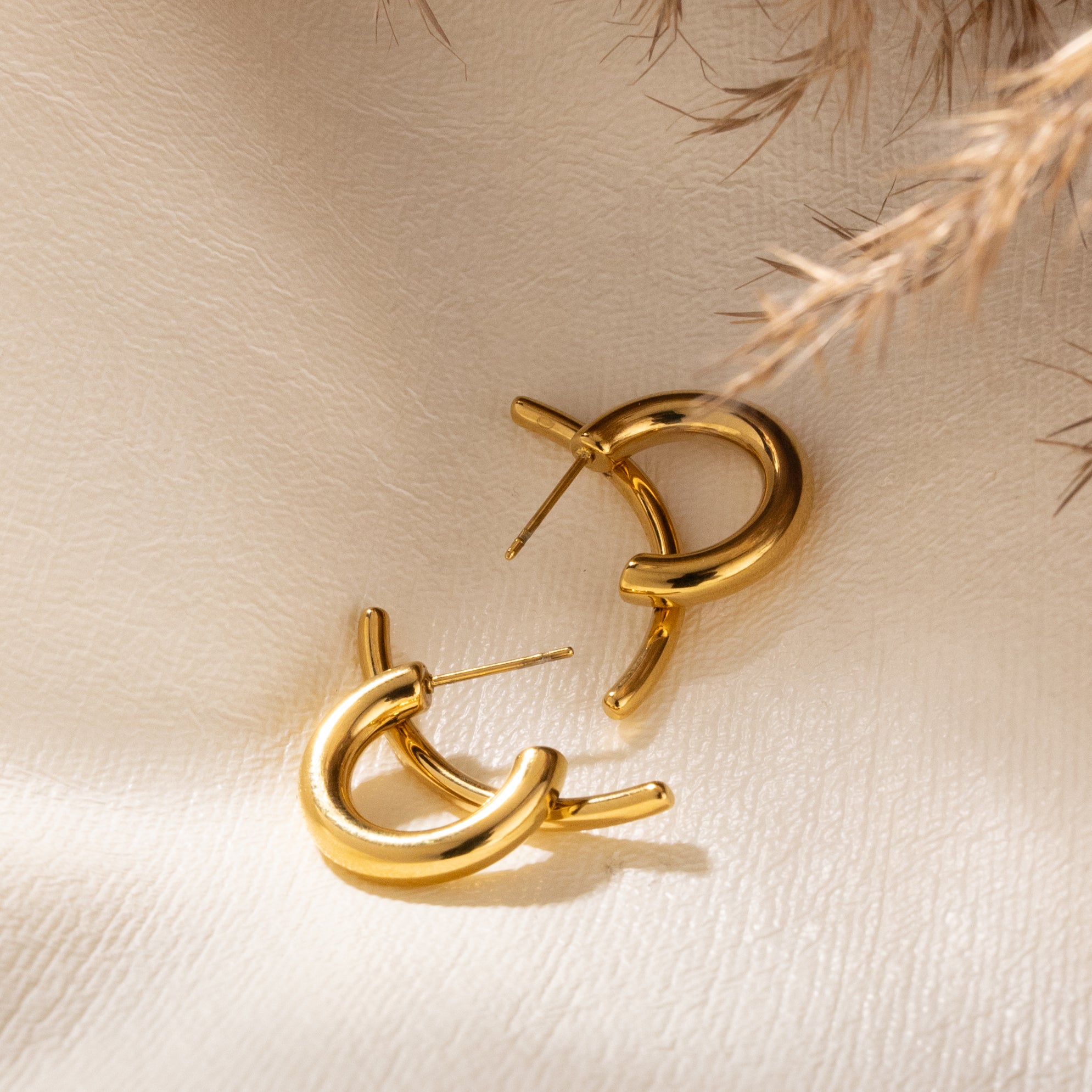 Dual Arc Statement Studs in Gold  (18K Gold Plated)
