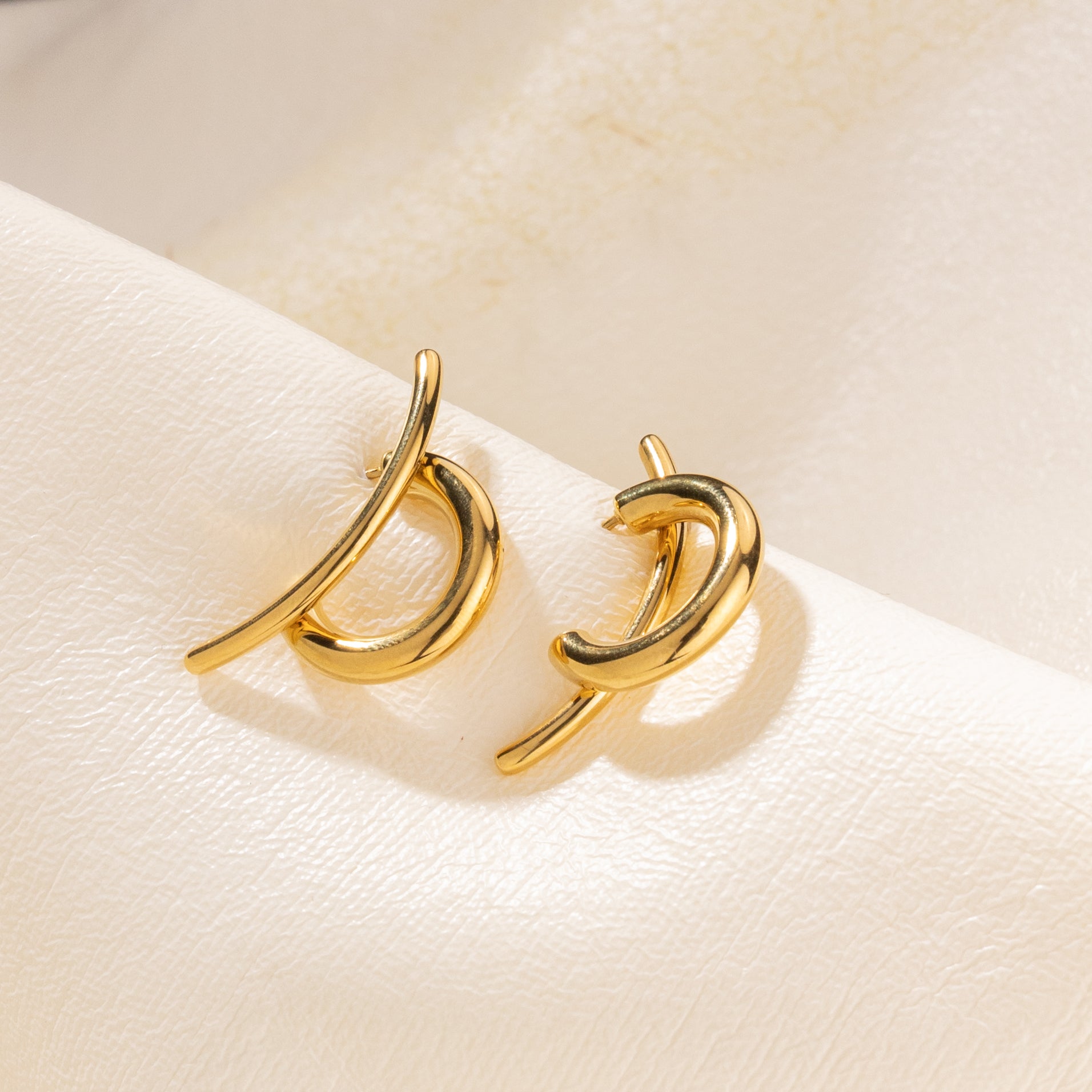 Dual Arc Statement Studs in Gold  (18K Gold Plated)