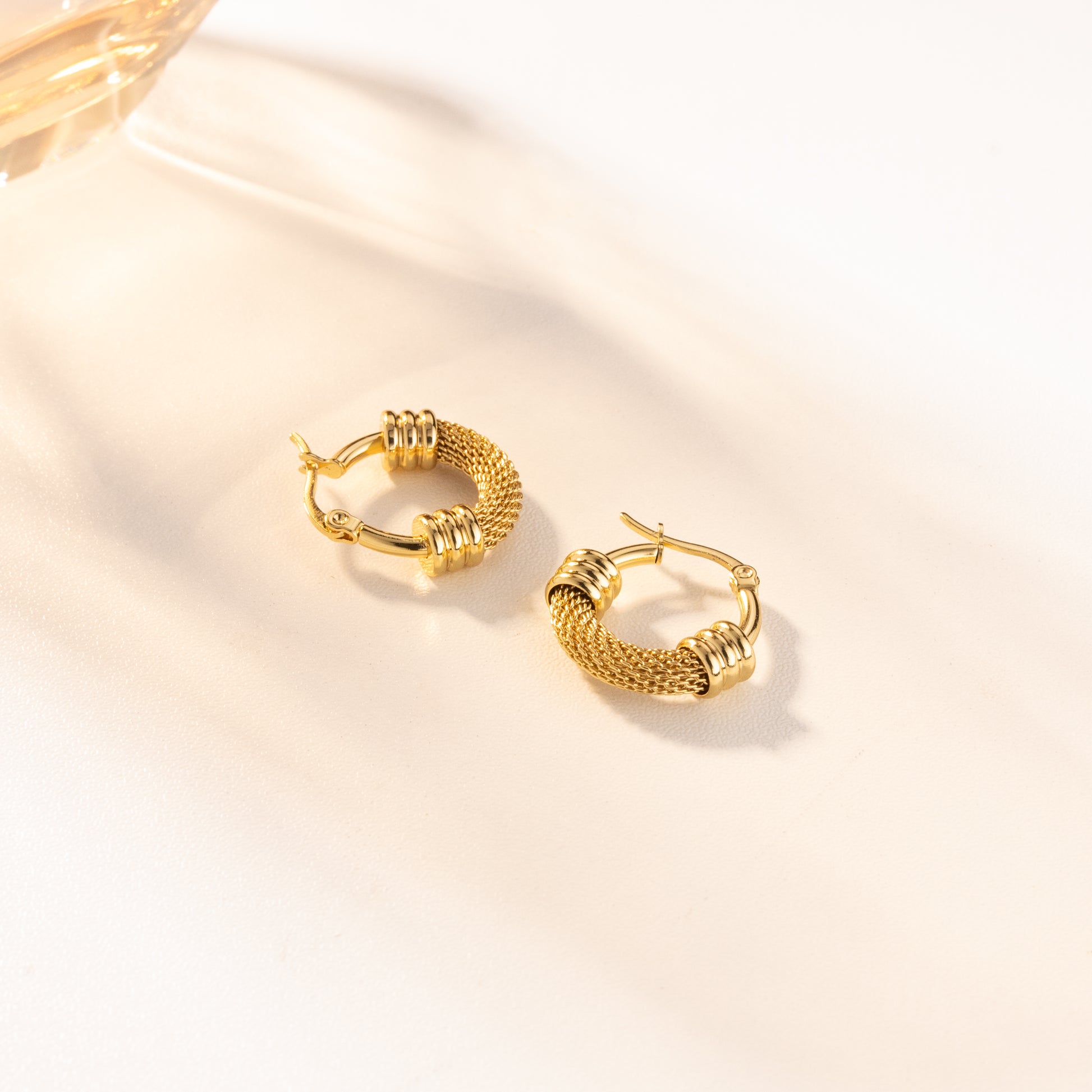 Aurelia Luxe Mesh Hoop Earrings (18K Gold Plated)