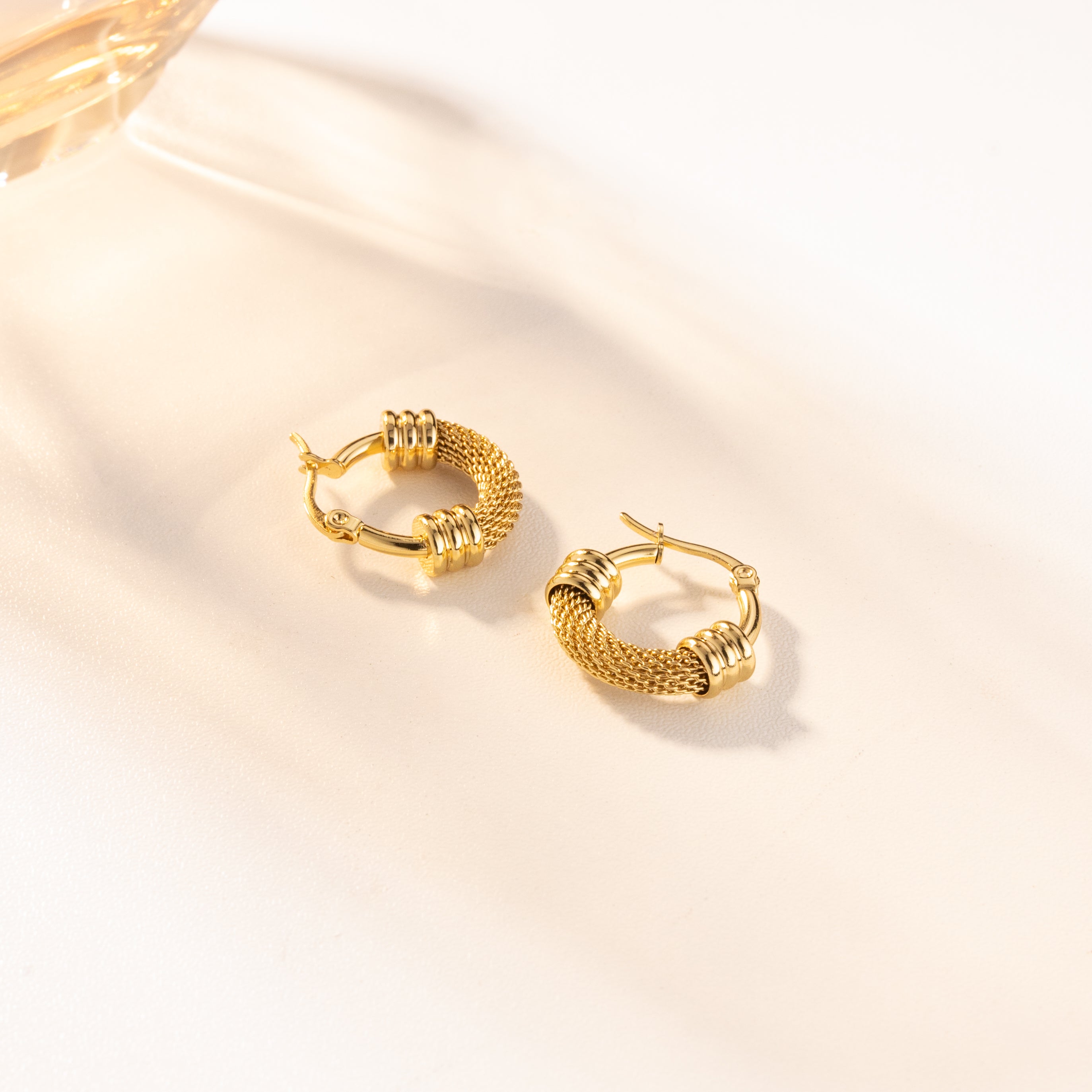 Aurelia Luxe Mesh Hoop Earrings (18K Gold Plated)
