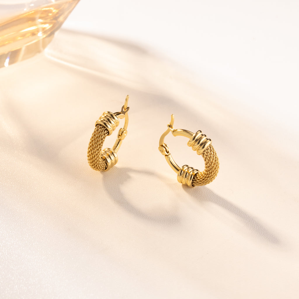 Aurelia Luxe Mesh Hoop Earrings (18K Gold Plated)