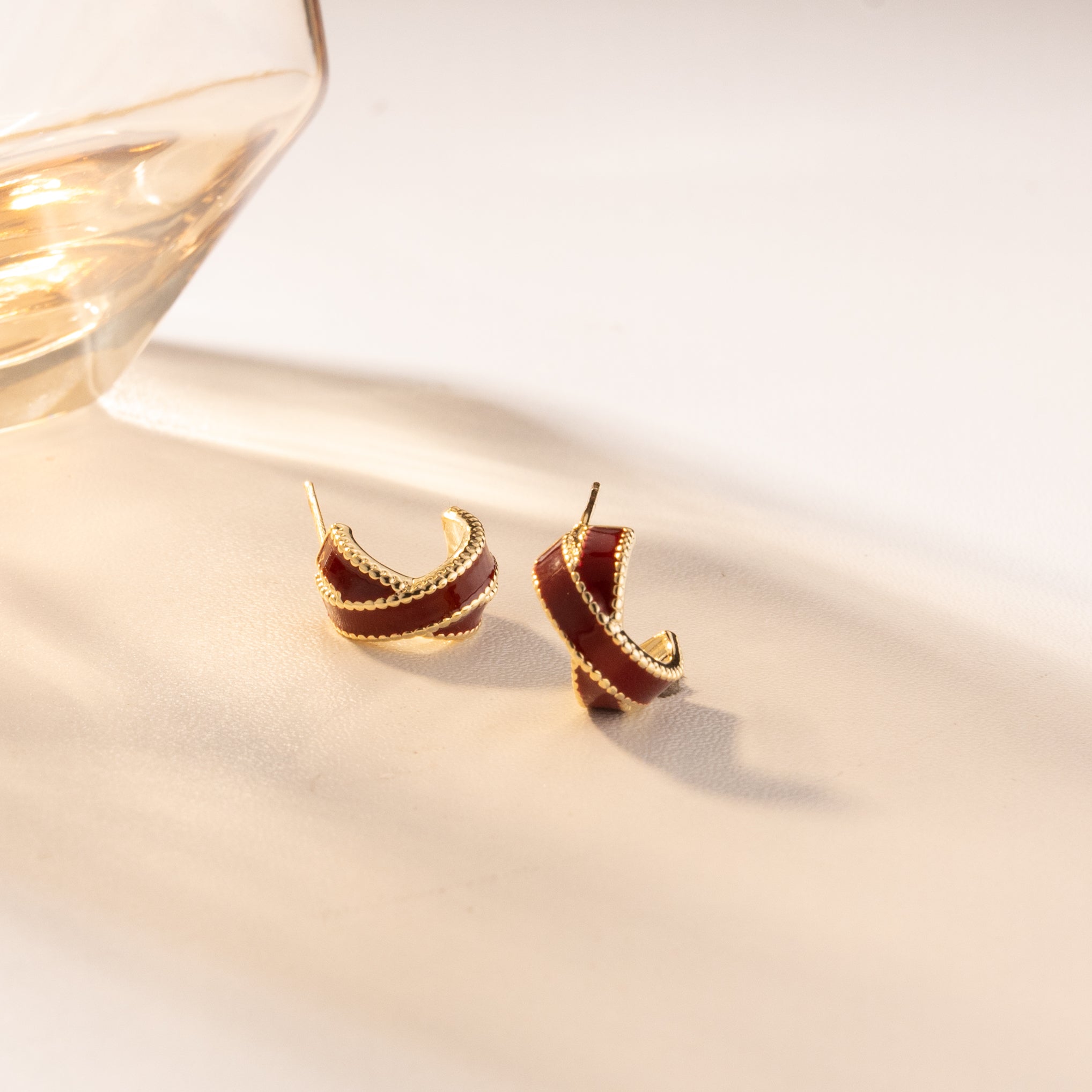 Ruby Knot Mini Hoop Earrings ( Gold Plated)