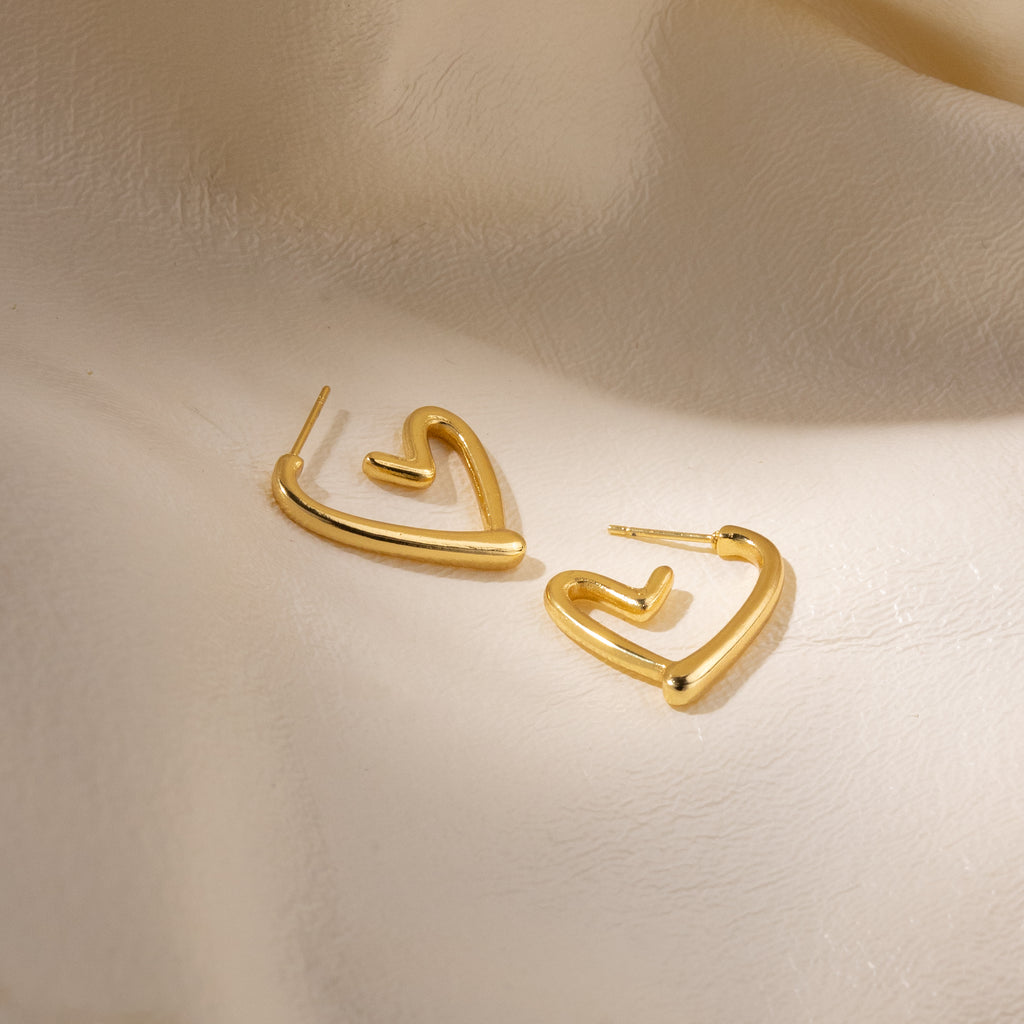 Amore Gold Heart Hoop Earrings