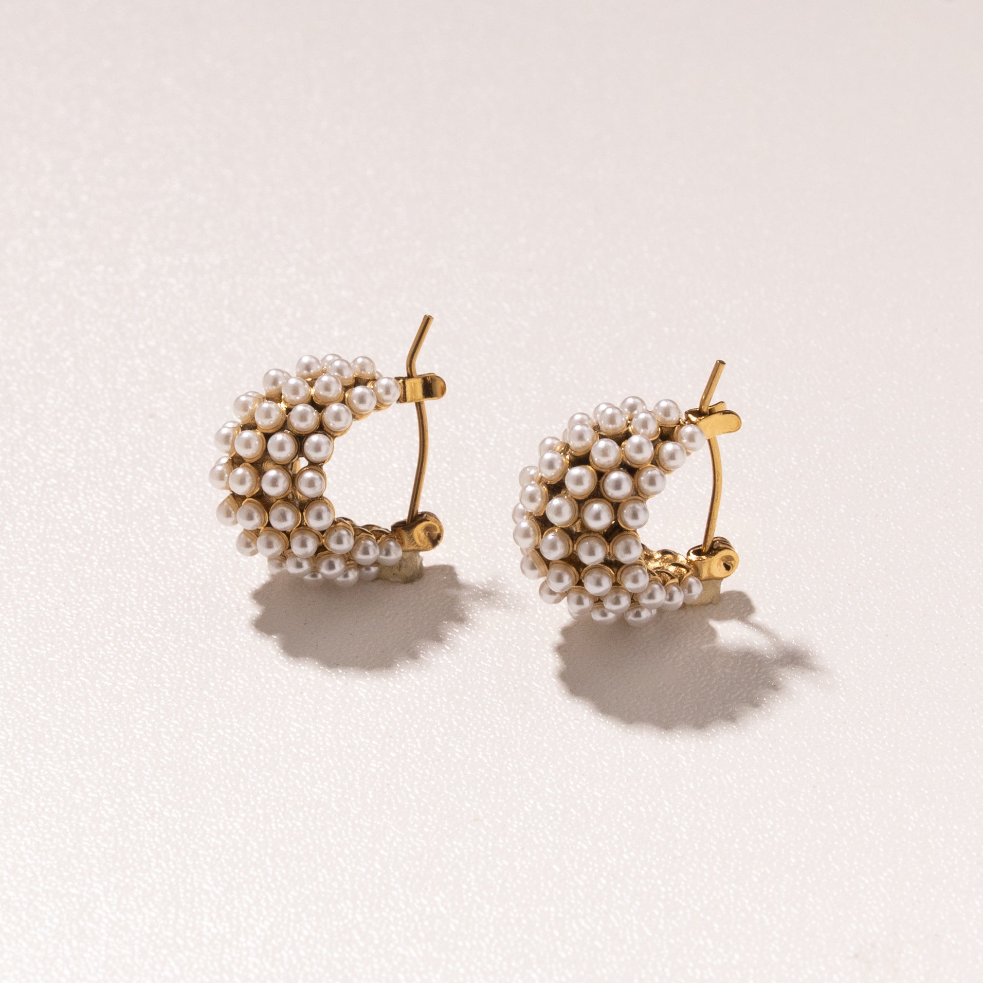 Ivory Royale Pearl Huggie Hoops (24K Gold Plated)