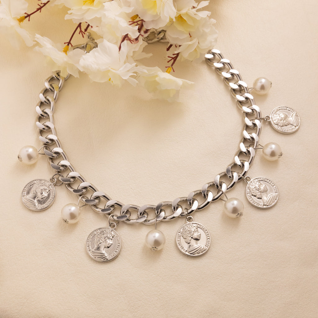 Celeste Pearl Coin Statement Necklace