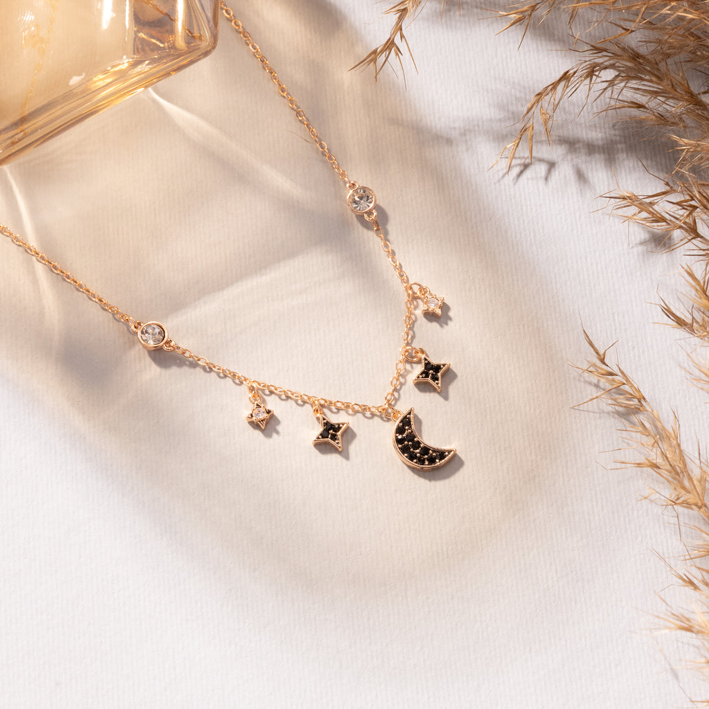 Stella Moon Charm Necklace - Gold Plated