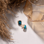 Azure Glow Crystal Stud Earrings - Gold Plated