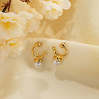Pearl Curve Gold Stud Earrings