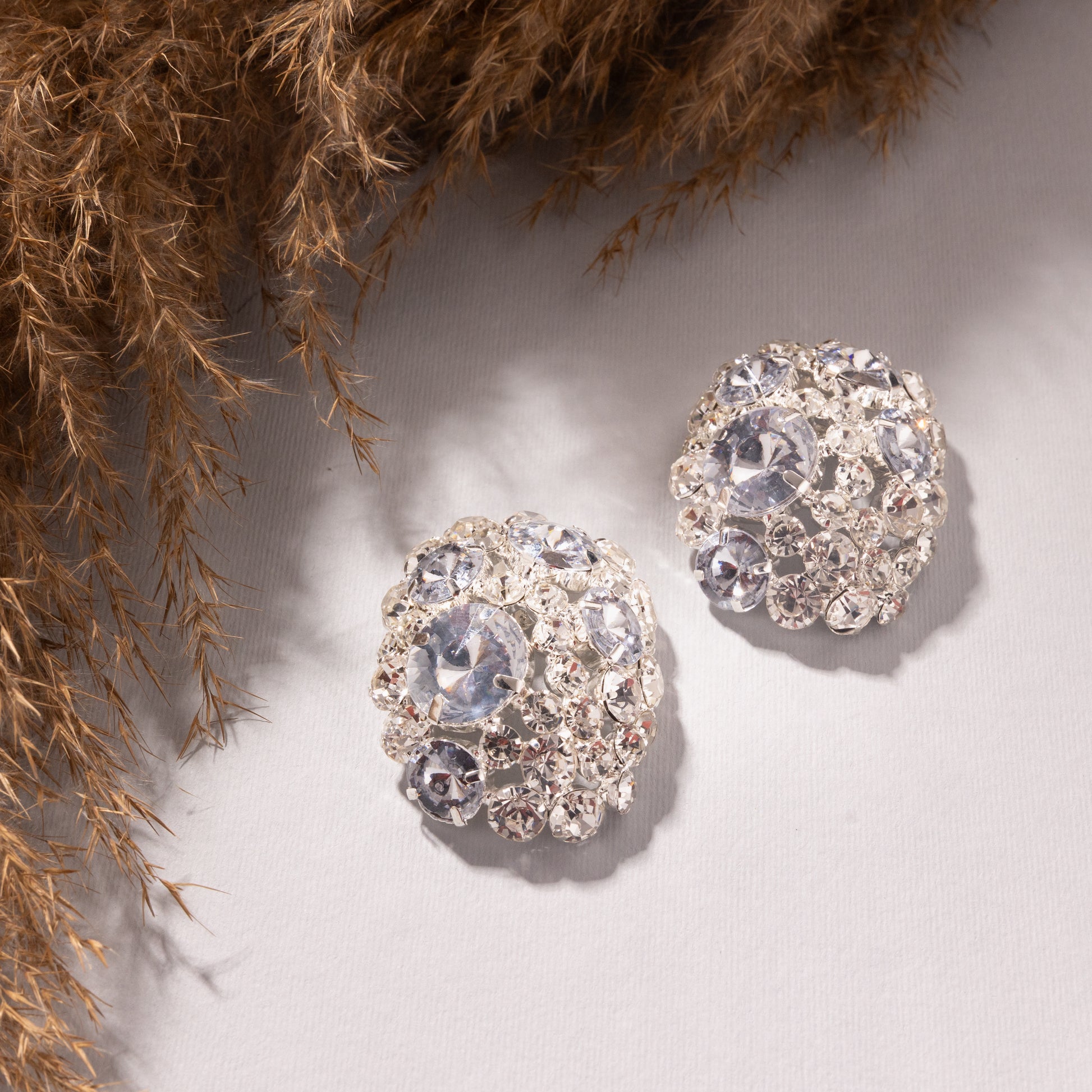 Celeste Crystal Stick-On Statement Earrings (Gold Plated)