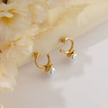 Pearl Curve Gold Stud Earrings