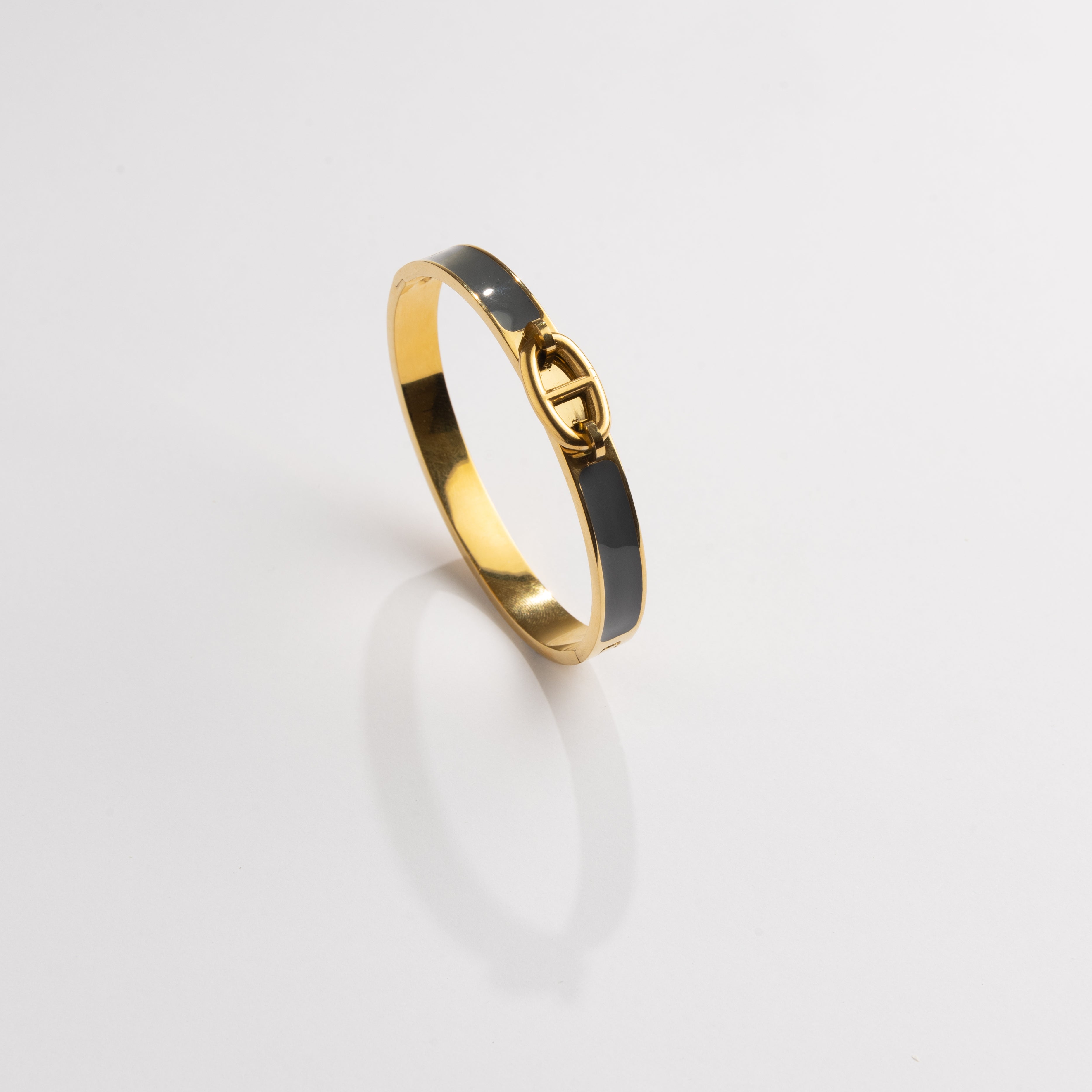 Aurelia Grey Enamel Gold Bracelet (Gold Plated)