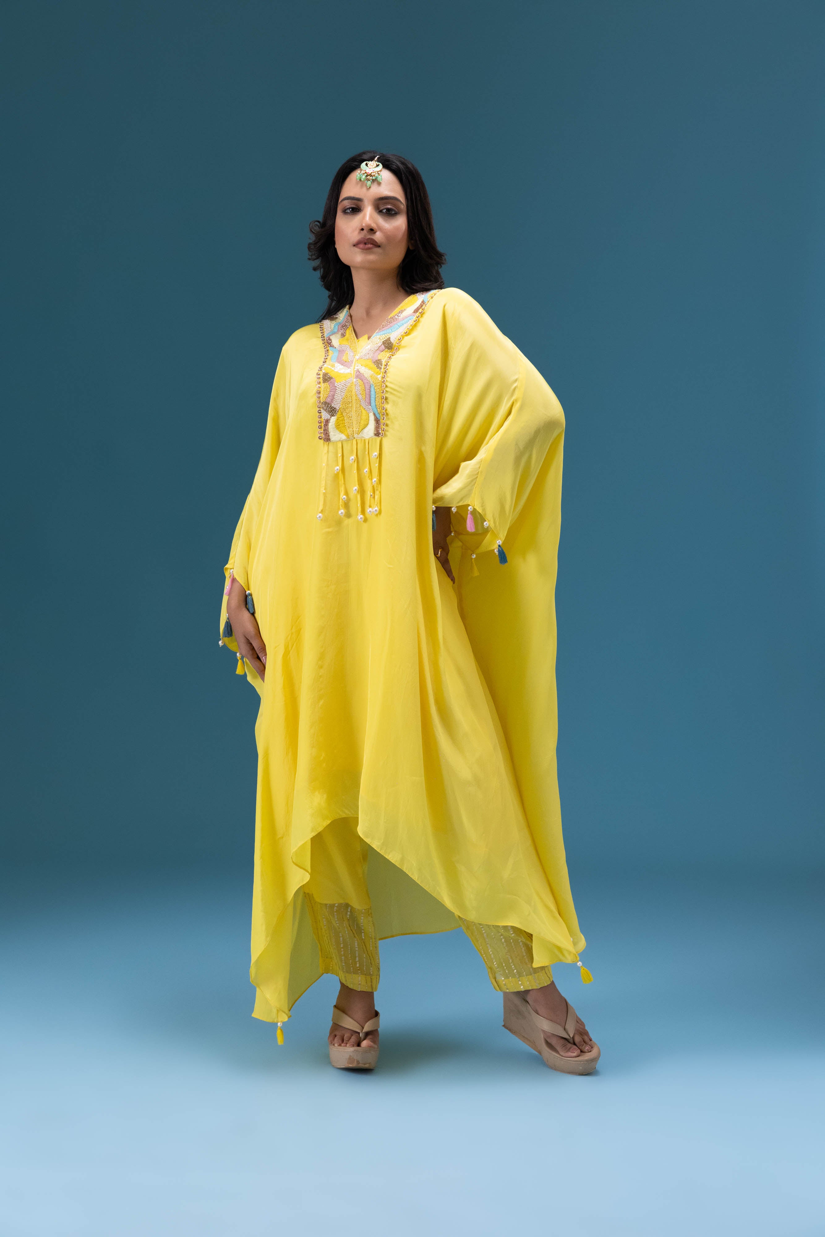 Aafreen Lemon Kaftan Set