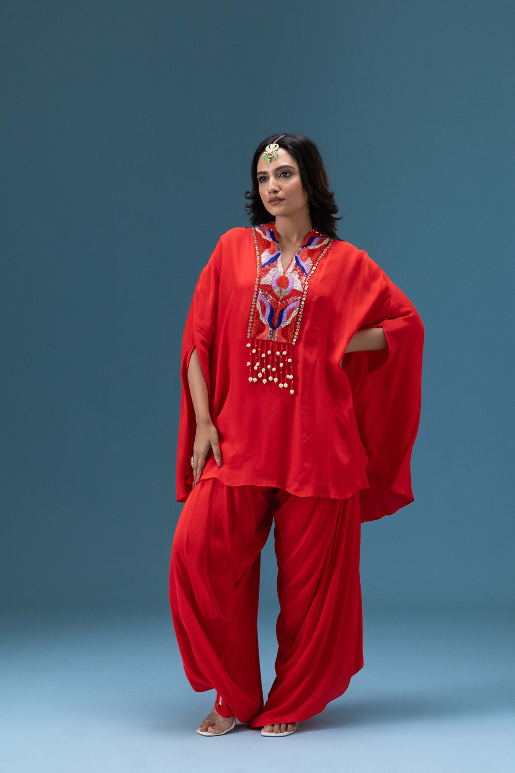 Inara Scarlet Drape Co-ord Set