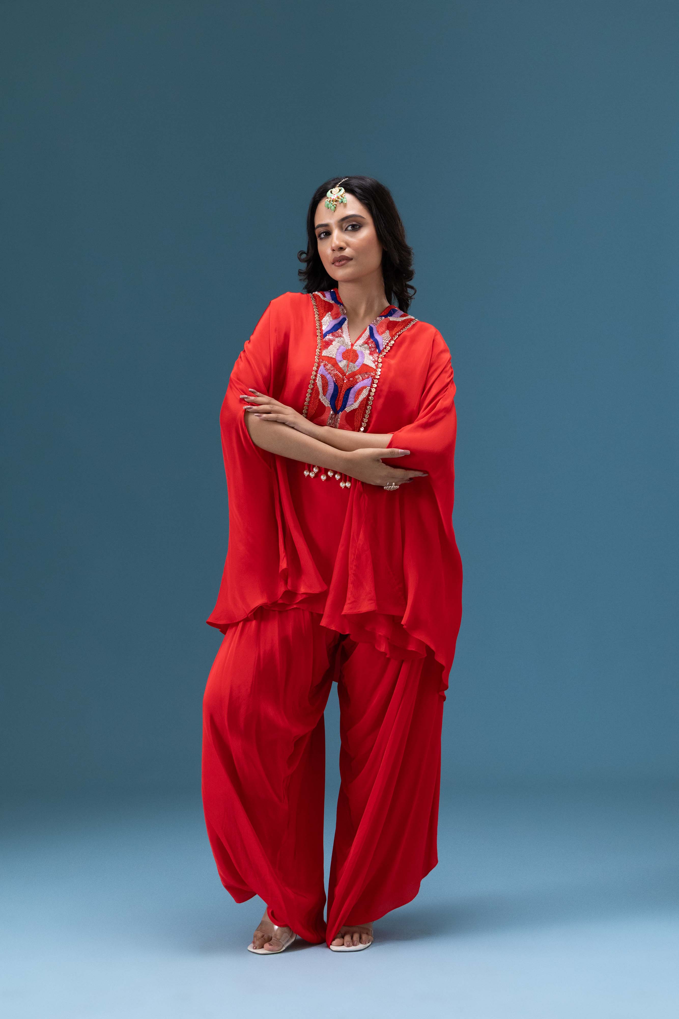 Inara Scarlet Drape Co-ord Set